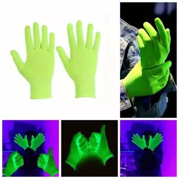 1 Pair Breathable Green Gloves Durable Neon Glove Work Gloves Fluorescent Gloves Nightclub 1 Pair