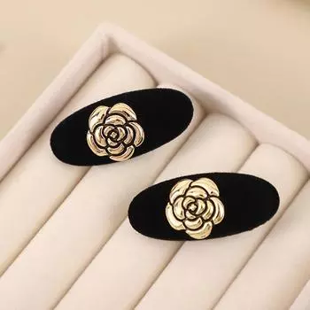 1 Pair Camellia Velvet Hairpin Side Clip Hepburn Style Duckbill Clip Small Bangs Clip Women s Hair Accessories Headdress