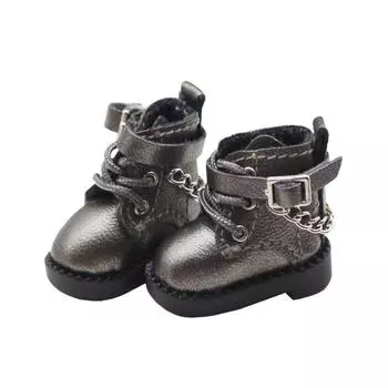 1 Pair Chain Boots Bjd Doll Chain Shoes PU Leather 1/12 Bjd Doll Shoes OB11 Doll Shoes Children