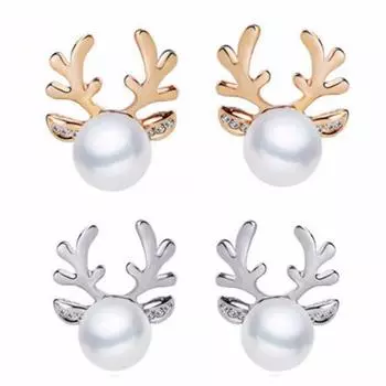 1 пара рождественских серег-гвоздиков с ушками оленя и лося, рождественский ювелирный подарок для женщин золотой