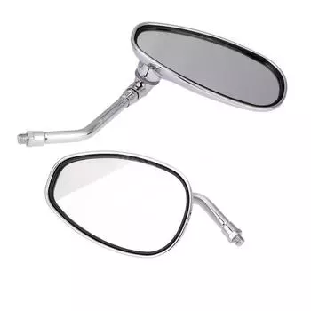 1 Pair Chrome Aluminum Left+Right Oval Motorcycle ATV Side 10mm Rearview Mirror