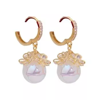 1 пара висячих серег с блестящей инкрустацией стразами, подвеской из искусственного жемчуга, элегантными нарядными ювелирными изделиями из сплава