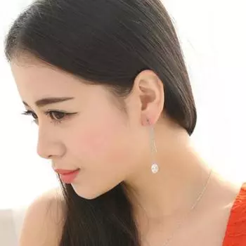 1 пара сережек-подвесок с круглым кубическим цирконием, антикоррозионным покрытием из серебра