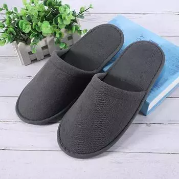 1 Pair Disposable Slippers Hotel Travel Slipper Sanitary Party Home Slipper Guest Use Folding Men Women Indoor Slippers One Size темно-серого