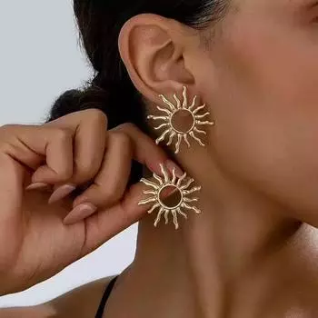 1 Pair Fashion Temperament Elegant Sun Flower Stud Earrings for Women Piendientes Sunflower Stud Earrings Zinc Alloy Slavic Retro Style 1 Pair
