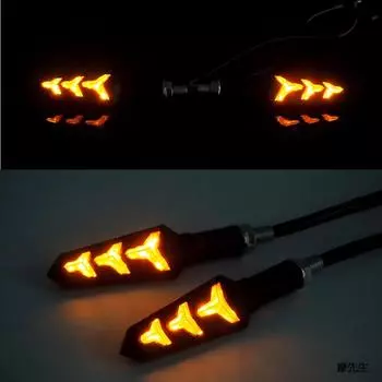 1 Pair Flowing Motorcycle Motorbike Fish Bone Style Turn Signal Indicator Light