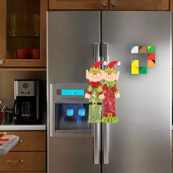 1 пара чехлов на ручки холодильника, рождественские чехлы на ручки холодильника в виде эльфа, простая установка, чехлы на ручки в виде шапки Санты с блестками для кухонных приборов на Рождество 1 Pair