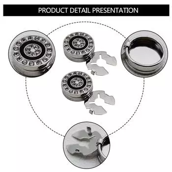 1 Pair Korean Styles Button Covers Rhinestones Cufflinks Round Cuff Links Wedding Accessories Business Gift for Man Dad серебряный