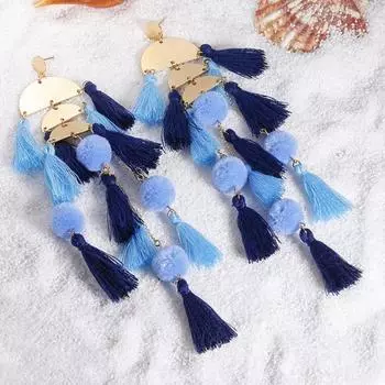 1 пара женских серег полукруглой формы, устойчивые к падению богемные многослойные висячие серьги с кисточками кофейный