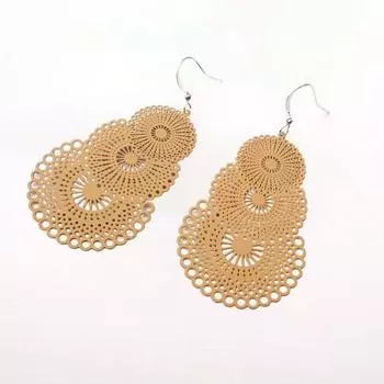 1 пара женских серег, круглые полые кулонные винтажные висячие серьги для подарка жёлтый