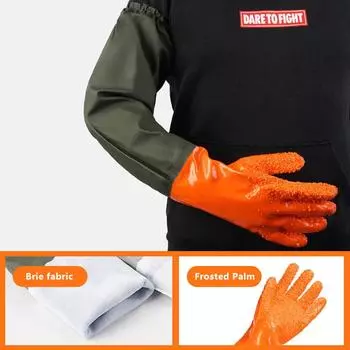 1 Pair Long Waterproof Drain Cleaning Gloves Chemical Resistant Gloves Pvc Reusable Heavy Duty Long Rubber Gloves