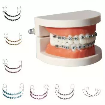 1 Pair Metal Dental Braces with Hooks - Stylish Pink & Purple Tooth Decorations for Teaching Models, Unisex Accessories for Men and Women