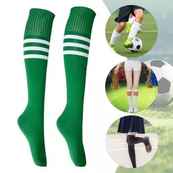 1 Pair Mid-length Socks Striped Anti-slip High Elasticity Sweat Absorption Football Cheerleader Stockings Children S чёрный
