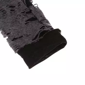 1 пара готических перчаток без пальцев на Хэллоуин, черные рваные украшения белый