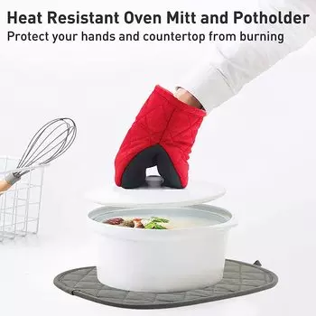 1 Pair of Oven Mitts Kitchen Oven Mitts Non-slip High Temperature Resistant 500 Suitable for Grilling Baking and Cooking