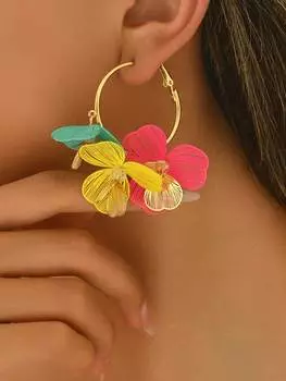 1 pair of women s simple flower earrings разноцветный