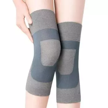 1 Pair Patella Brace Compression Knee Pad Nylon Breathable Knee Sleeves Elastic Knee Braces Adult M-Grey 20cm