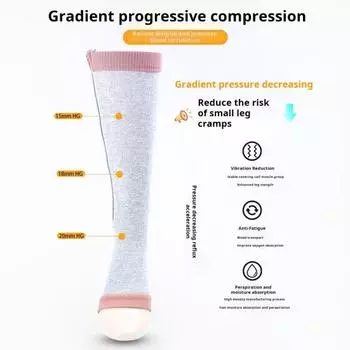 1 Pair Pressure Stockings with Zipper Solid Color Men Women Compression Socks 15-20mmHg S чёрный