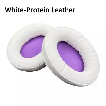 1 Pair Replacement Headset Earmuffs Ear Pads Ear Cushion Headphones Accessories Earbuds Cover White-Protein Leather