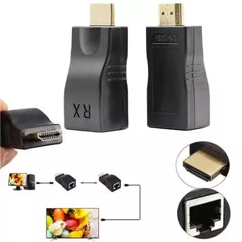 1 пара RJ45 4K HDMI-совместимый удлинитель Расширение Ethernet DVD Over для сети HDTV CAT H8T4 black-One-size