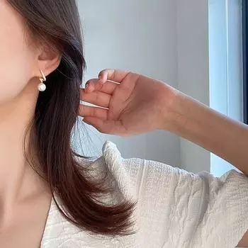 1 Pair Shining Fashion Pearl Earrings Women Rhinestone Pearl Earrings Jewelry onesize