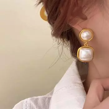 1 пара простых легких роскошных ретро квадратных сережек-гвоздиков с имитацией искусственного жемчуга, женские модные украшения для вечеринок, свадебный подарок