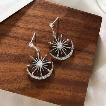 1 пара сережек со звездами и луной, изысканные привлекательные стильные повседневные женские серьги, которые легко сочетать золотистый