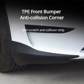 1 Pair TPE Front Car Bumper Protector Strips Guard Corner Anti-collision Protective Trim Strip Decoration Fits for Tesla Model Y белый