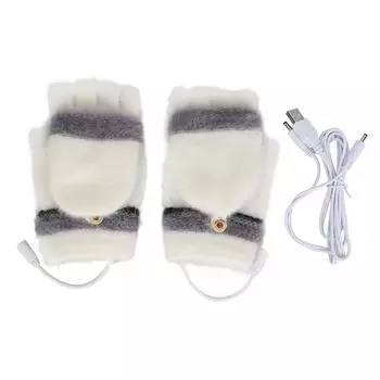 1 пара USB-перчаток с подогревом, варежки, зимние теплые перчатки с полным пальцем и половиной пальцев для ноутбука, USB-перчатки с подогревом La