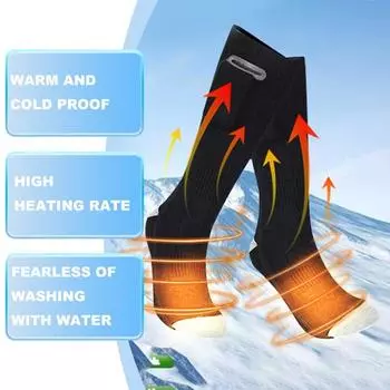 1 Pair Winter Warm Electric Heated Socks Anti-Cold Outdoor Sports Stocking Thickening Ski Stockings Hiking Socks For Women Men