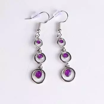 1 пара женских сережек, длинные симметричные круглые серьги-кольца, привлекающие внимание, висячие серьги для выпускного вечера фиолетовый