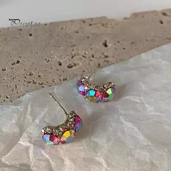 1 пара женских сережек, не выцветающие блестящие роскошные гальванические украшения из кубического циркония, гипоаллергенные женские модные серьги-гвоздики, аксессуары для одежды розовый