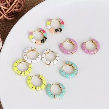 1 пара женских серег-кольца, круглые серьги в этническом богемном стиле, красочные женские серьги для подарка разноцветный