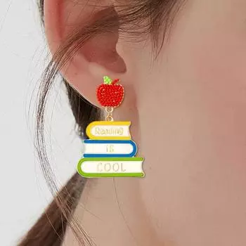 1 пара женских бусин в форме книги, рисовые бусины, конфетный цвет, подарок на День учителя, подвеска разноцветный