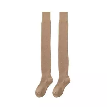 1 Pair Women Winter Warm Long Socks Solid Color Thickened Soft Thermal Stockings Fluffy Female Over Knee Socks света кофе