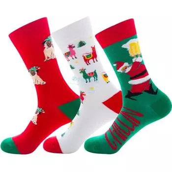 1 Pairs Men Women Socks Lover Christmas Halloween Celebrate Santa Elk Gift Party Biscuits Snow Happy Funny Tide Cotton Socks EU3 14x16cm