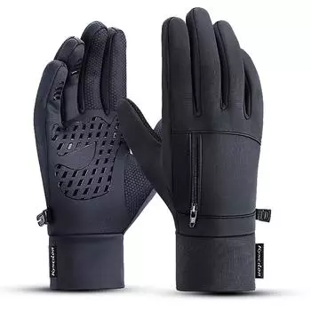 1 Pairs Winter Gloves Mens Touchscreen Non-Slip Unisex Waterproof Windproof Warm Cycling Cold Gloves Fashion Zipper Sports Glove M