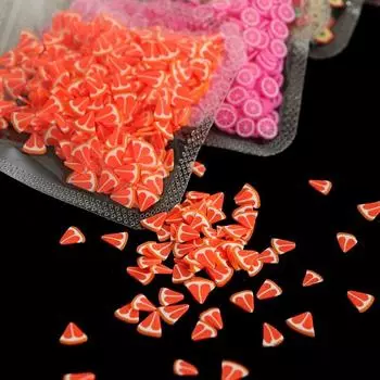 1 пакетик крошечных фруктовых ломтиков для дизайна ногтей, полимерная глина, украшения для ногтей, аксессуары для маникюра