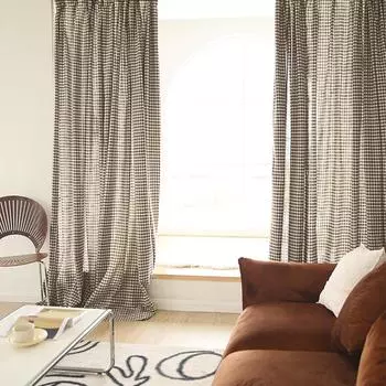 1 панель американских клетчатых карнизных штор для спален, гостиных и штор W100cm x H130cm 1Pc&Rod