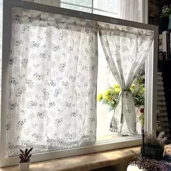 1 панель французская деревенская занавеска-ламбрекен, шторы в стиле кафе, карнизные шторы для гостиной, кухни, маленьких окон, спальни, украшения 1pcs W60XH90cm