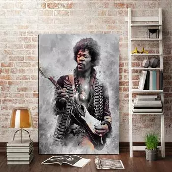 1 панель HD креативная музыка Джими Хендрикс плакат с гитарой печатная настенная живопись настенная картина для гостиной картина без рамки 21*30cm