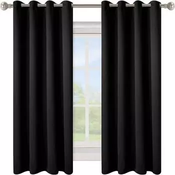 1 Panel Moder Curtains For Livingroom High Shaing Curtain90% For Blackout Bedroom Curtain Thick Blinds Drapes Door W100cm x H130cm 1Pcs&Rings чёрный