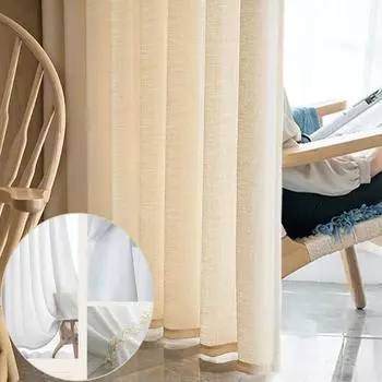 1-панельная льняная занавеска для окна из японского конопляного материала, бревенчатый ветер, балкон, эркер, гостиная, спальня, занавеска из марли, украшение для дома W150cm x H250cm 1PC&couple бежевый