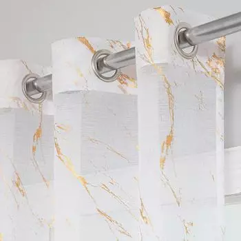 1 панельный затемняющий декор для комнаты с карманом на штанге всесезонные моющиеся шторы с мраморным узором Золотая фольга с принтом