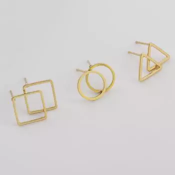 1 пара 12 мм латунные модные серьги-гвоздики геометрические серьги для женщин и девочек 12mm 2pcs/bag