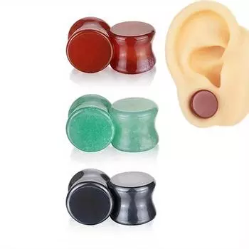 1 пара, 12 мм, плоский красный агат, железный расширитель для пирсинга ушной раковины, украшения для пирсинга 3mm