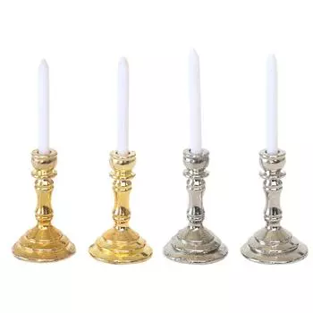 1 пара 1:12 кукольных миниатюрных подсвечников, подсвечников, канделябров, домашнего декора золотой