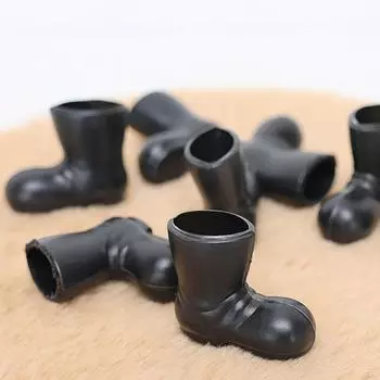 1 пара 1:12 Миниатюрные туфли Санта-Клауса для кукольного домика Черные рождественские сапоги Резиновые сапоги Детские ролевые игрушки Аксессуары для кукольного домика