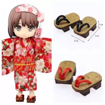 1 пара 1:12 миниатюрных деревянных тапочек в виде елочки для кукольного домика, мини-обувь для кукол BJD, детский подарок красный