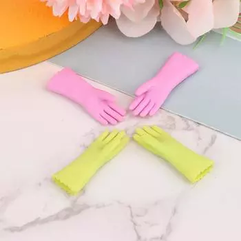 1 пара 1:6 миниатюрных перчаток для кукольного домика, перчатки для выпечки, рукавицы для стирки, модельный декор, детская игрушка для ролевых игр, аксессуары для кукольного дома розовый